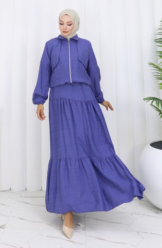 Combinaison Deux Pièces Zippée à Manches élastiques 0129-21 Violet 0129-21
