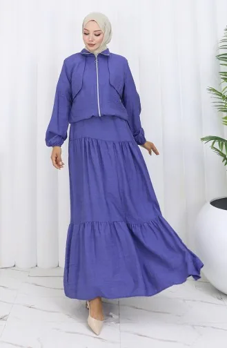 Zweiteiliger Anzug Mit Elastischen Ärmeln Und Reißverschluss 0129-21 Lila 0129-21