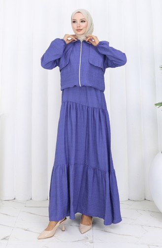 Combinaison Deux Pièces Zippée à Manches élastiques 0129-21 Violet 0129-21