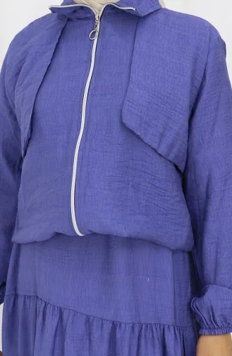 Zweiteiliger Anzug Mit Elastischen Ärmeln Und Reißverschluss 0129-21 Lila 0129-21