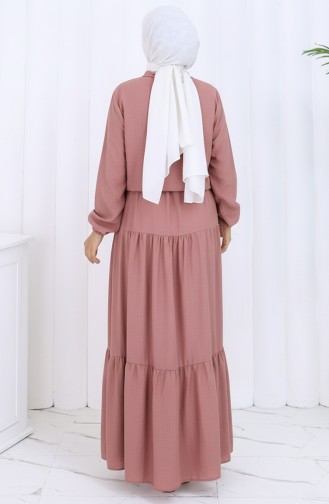 Combinaison Deux Pièces Zippée à Manches élastiques 0129-23 Rose Poudré Foncé 0129-23