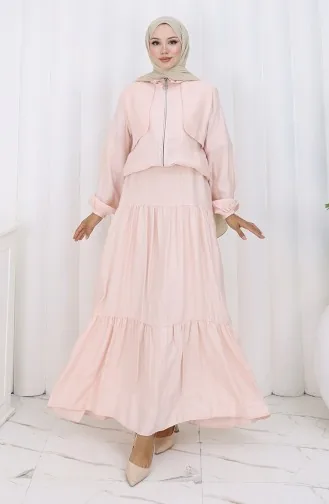 Zweiteiliger Anzug Mit Elastischen Ärmeln Und Reißverschluss 0129-24 Staubrosa 0129-24