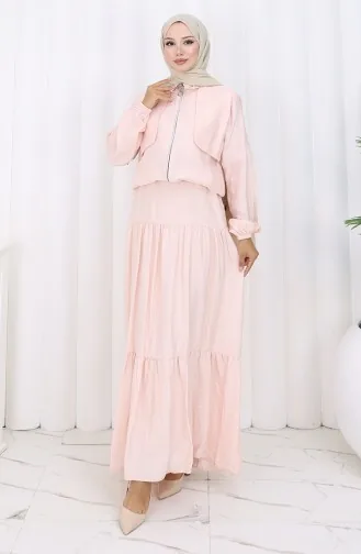 Zweiteiliger Anzug Mit Elastischen Ärmeln Und Reißverschluss 0129-24 Staubrosa 0129-24