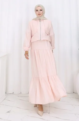 Zweiteiliger Anzug Mit Elastischen Ärmeln Und Reißverschluss 0129-24 Staubrosa 0129-24