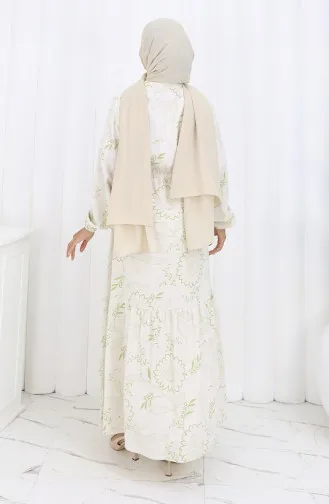 Linen Fabric Waist Tie-Down Buttoned Dress 0173C-01 Beige Khaki 0173C-01