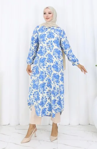 Tunique Longue Boutonnée En Tissu Viscose 0174-01 Saxe 0174-01