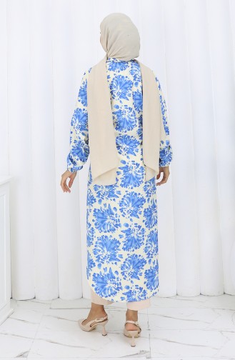 Viscose Fabric Buttoned Long Tunic 0174-01 Saxe 0174-01