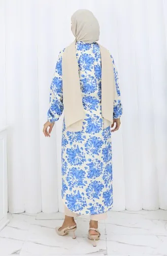 Tunique Longue Boutonnée En Tissu Viscose 0174-01 Saxe 0174-01