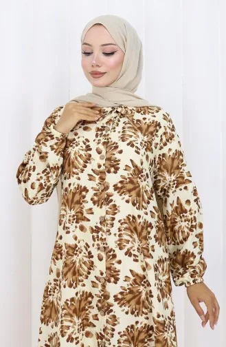 Tunique Longue Boutonnée En Tissu Viscose 0174-02 Tan 0174-02