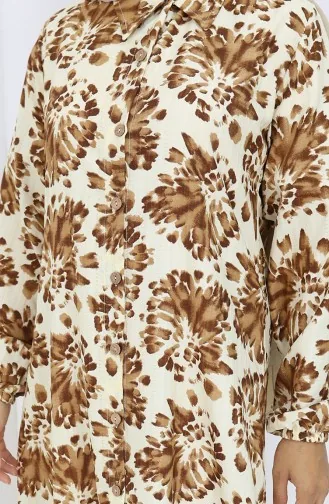 Tunique Longue Boutonnée En Tissu Viscose 0174-02 Tan 0174-02