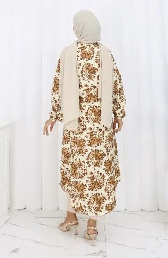 Tunique Longue Boutonnée En Tissu Viscose 0174-02 Tan 0174-02