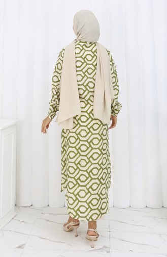 Viscose Fabric Buttoned Long Tunic 0175-03 Khaki 0175-03
