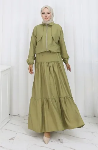 Combinaison Deux Pièces Zippée à Manches élastiques 0129-20 Vert Henné 0129-20