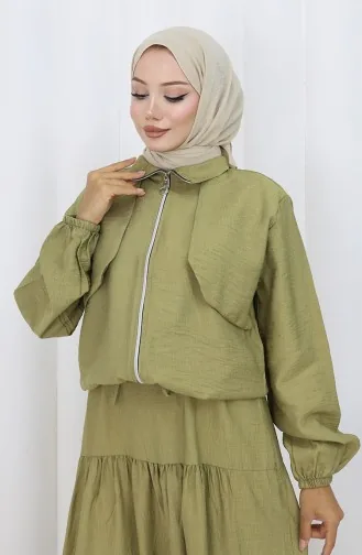 Combinaison Deux Pièces Zippée à Manches élastiques 0129-20 Vert Henné 0129-20