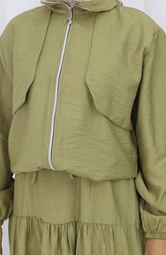 Combinaison Deux Pièces Zippée à Manches élastiques 0129-20 Vert Henné 0129-20