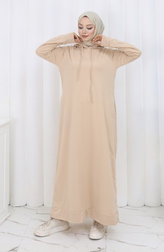 Robe De Sport à Capuche Double Fil 0190-26 Beige Clair 0190-26