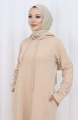 Robe De Sport à Capuche Double Fil 0190-26 Beige Clair 0190-26