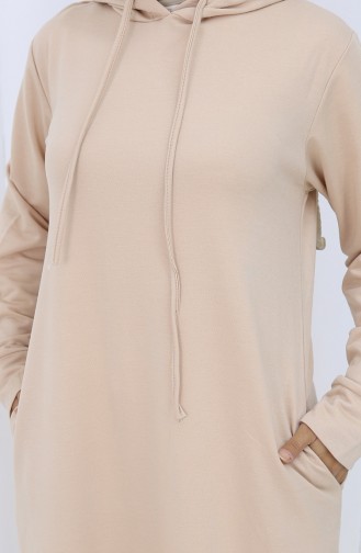 Robe De Sport à Capuche Double Fil 0190-26 Beige Clair 0190-26