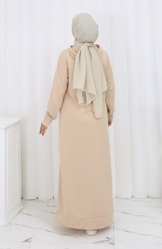 Robe De Sport à Capuche Double Fil 0190-26 Beige Clair 0190-26