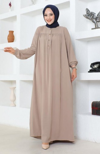 Half Buttoned Viscose Dress 7103-04 Stone 7103-04