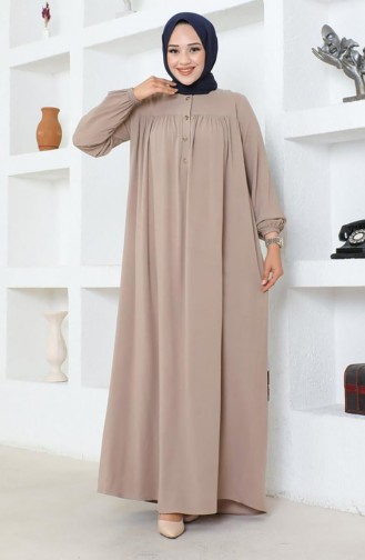 Half Buttoned Viscose Dress 7103-04 Stone 7103-04