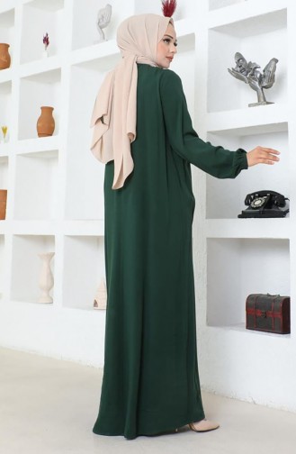 Half Buttoned Viscose Dress 7103-05 Emerald Green 7103-05