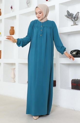 Viscose Jurk Met Halve Knoopjes 7103-07 Petrol 7103-07
