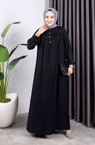 فستان فيسكوز نصف أزرار 7103-08 أزرق داكن 7103-08