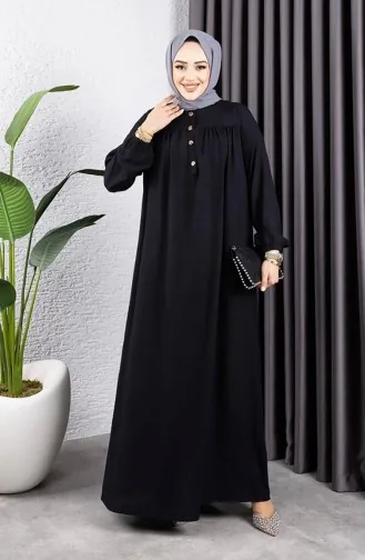 Viskose Kleid Mit Halben Knöpfen 7103-08 Dunkelblau 7103-08