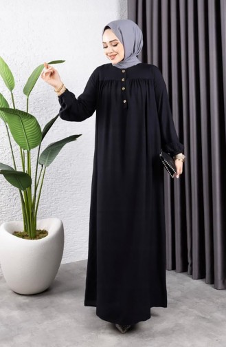 فستان فيسكوز نصف أزرار 7103-08 أزرق داكن 7103-08