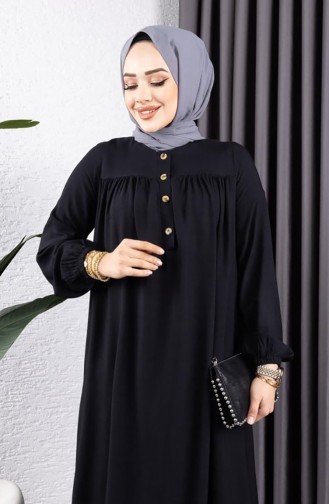 فستان فيسكوز نصف أزرار 7103-08 أزرق داكن 7103-08