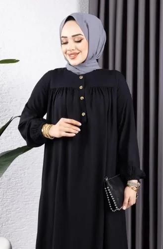 Viskose Kleid Mit Halben Knöpfen 7103-08 Dunkelblau 7103-08