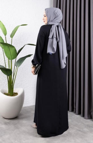 فستان فيسكوز نصف أزرار 7103-08 أزرق داكن 7103-08