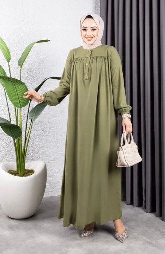 فستان فيسكوز نصف أزرار 7103-10 كاكي 7103-10