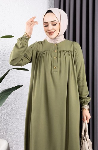 فستان فيسكوز نصف أزرار 7103-10 كاكي 7103-10