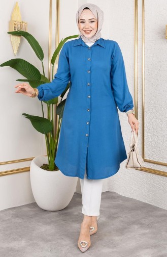 Viscose Tuniek Met Elastische Mouwen 0171-03 Indigo 0171-03