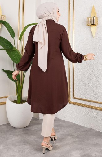 تونيك فيسكوز بأكمام مرنة 0171-04 بني 0171-04