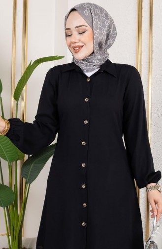 Viskose Tunika Mit Elastischen Ärmeln 0171-07 Schwarz 0171-07
