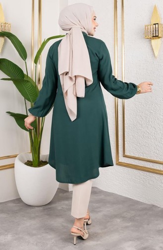 Tunique En Viscose à Manches élastiques 0171-09 Vert émeraude 0171-09