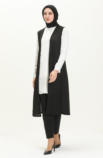Effen Lang Vest 8590-01 Zwart 8590-01