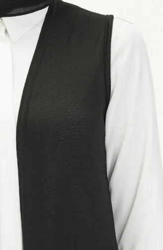 Einfache Lange Weste 8590-01 Schwarz 8590-01