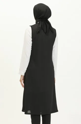 Einfache Lange Weste 8590-01 Schwarz 8590-01