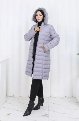 Hooded Zippered Puffer Jacket 0168-03 Gray 0168-03