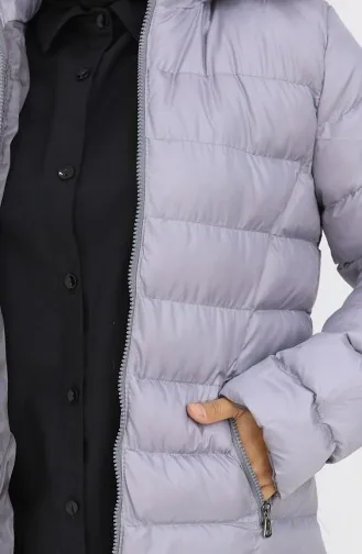 Hooded Zippered Puffer Jacket 0168-03 Gray 0168-03