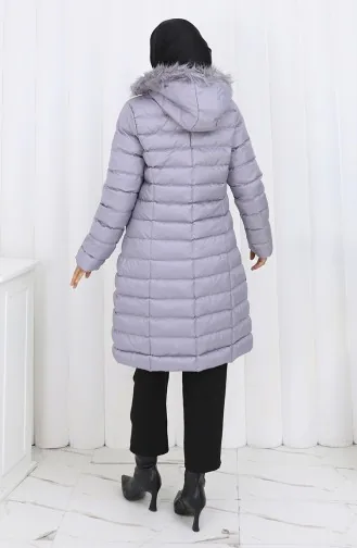 Hooded Zippered Puffer Jacket 0168-03 Gray 0168-03
