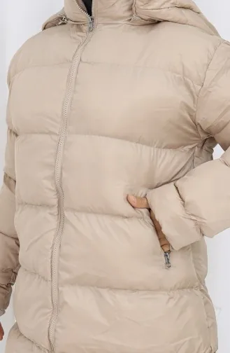 Hooded Zippered Puffer Short Coat 0176-01 Beige 0176-01