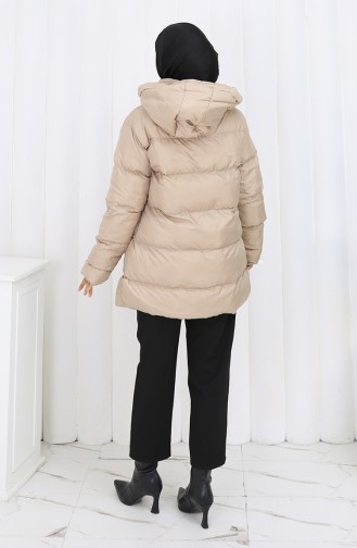 Hooded Zippered Puffer Short Coat 0176-01 Beige 0176-01