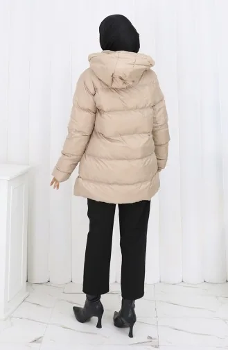 Hooded Zippered Puffer Short Coat 0176-01 Beige 0176-01