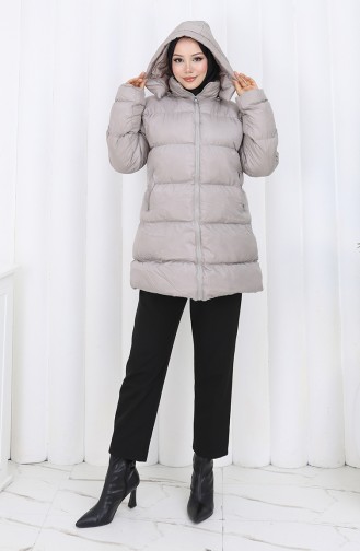 Hooded Zippered Puffer Short Coat 0176-02 Gray 0176-02