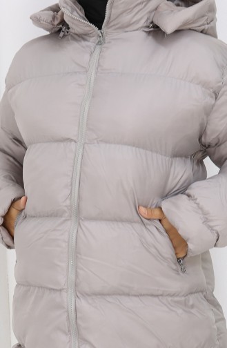 Hooded Zippered Puffer Short Coat 0176-02 Gray 0176-02